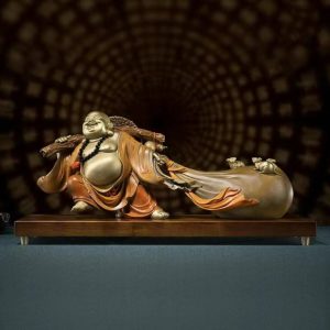 Tượng Phật Di Lặc Kéo Bao Tiền Bằng Đồng