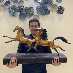 Tượng Song Mã Bằng Đồng Phi Nước Đại