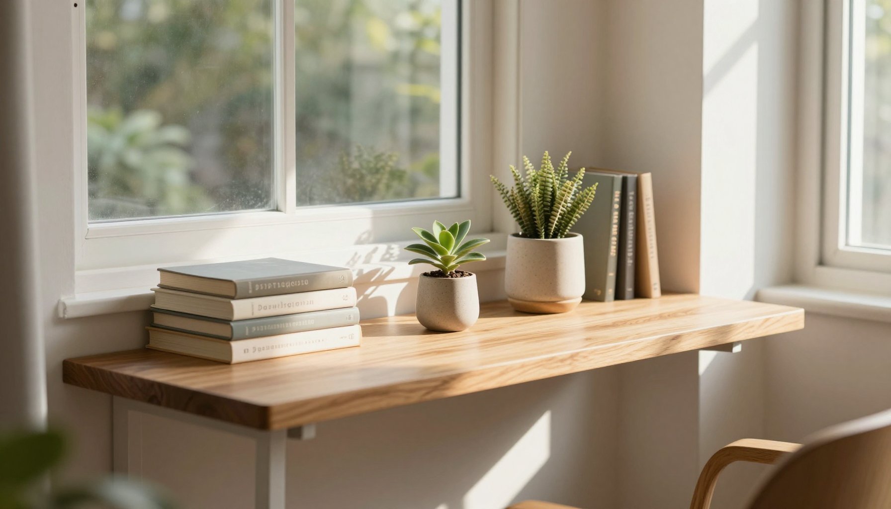 Lịch gỗ và bảng note trong suốt làm đồ decor bàn học nhỏ gọn