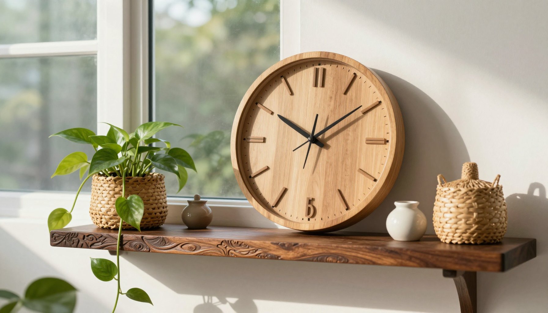 Đồng hồ tối giản treo tường phòng khách cho căn hộ nhỏ